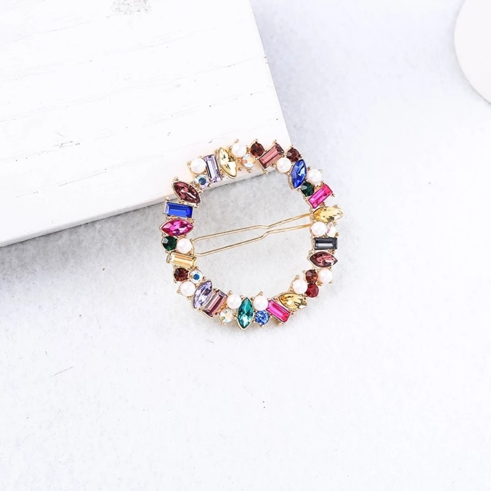 *1 LEFT* Glass & Crystal Geometric Hair Barrette